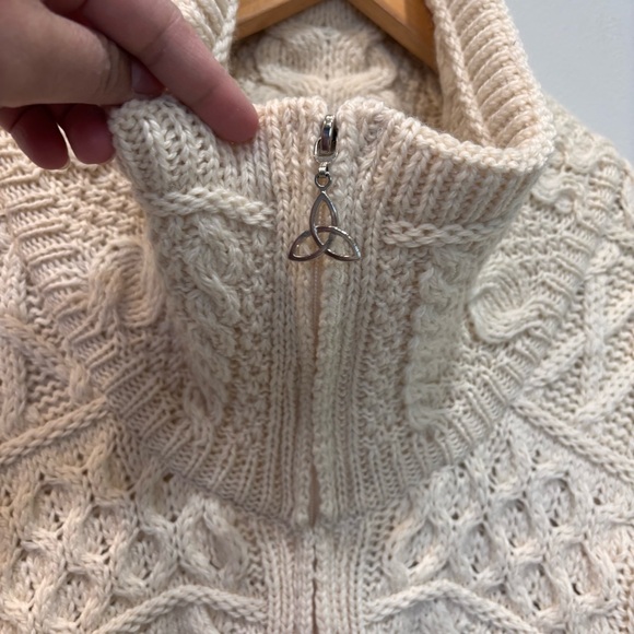 Aran Crafts Merino Wool Double Collar Full Zip Cardigan Sweater Women’s Medium - Picture 5 of 14